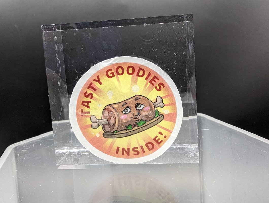 "Tasty Goodies Inside!" sticker